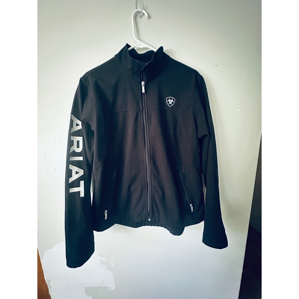 Ariat Women Black New Team Softshell Jacket XL Water Resistant Logo Western